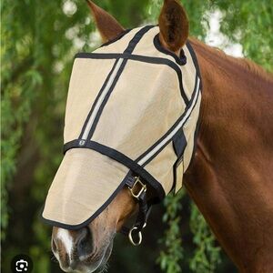 Tan Horse Fly Mask with Black Trim